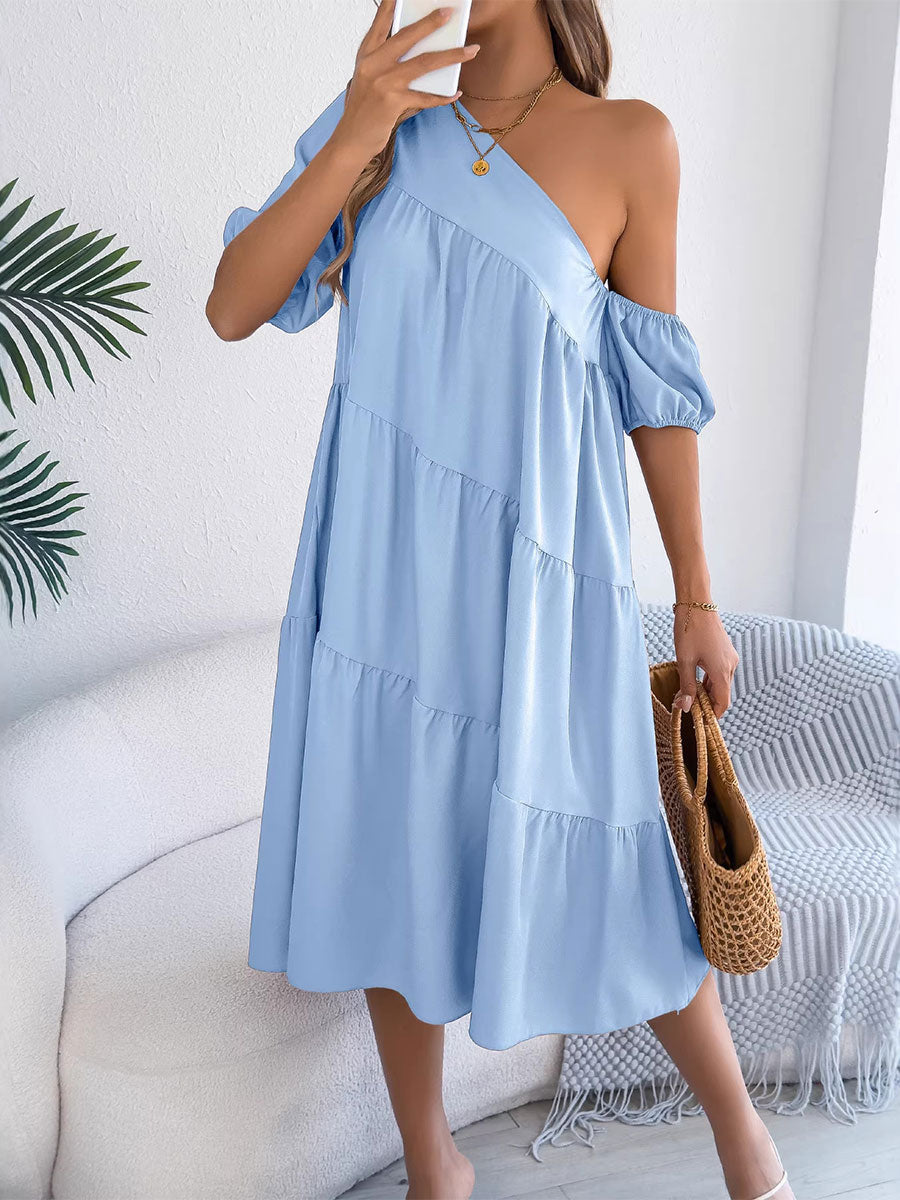 🔥Summer Arrivals🌟Women's Off-shoulder Ruffled Long-sleeve Dress