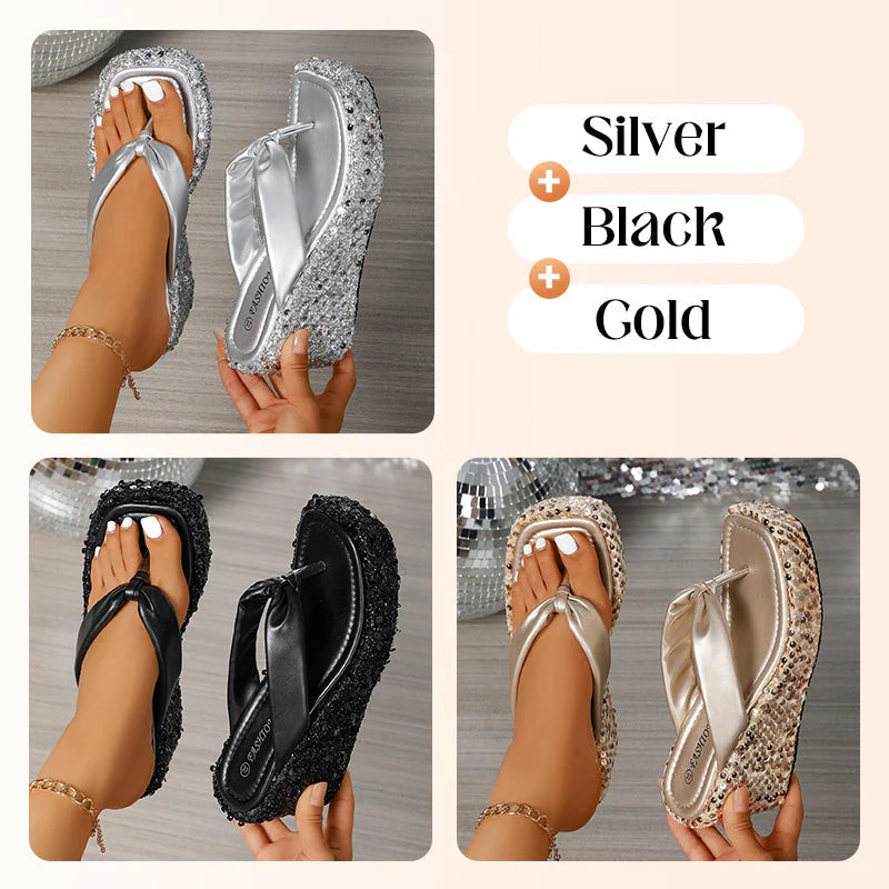 👠Women's Thick-Soled Sequined Flip-Flops