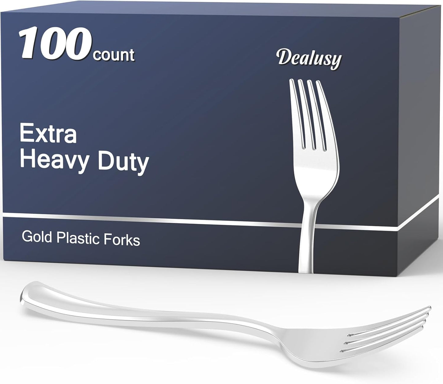 100 Count Heavy Duty Gold Plastic Forks Disposable, BPA-Free, Heat Resistant, Solid and Durable Premium Plastic Disposable Forks for Party Supply