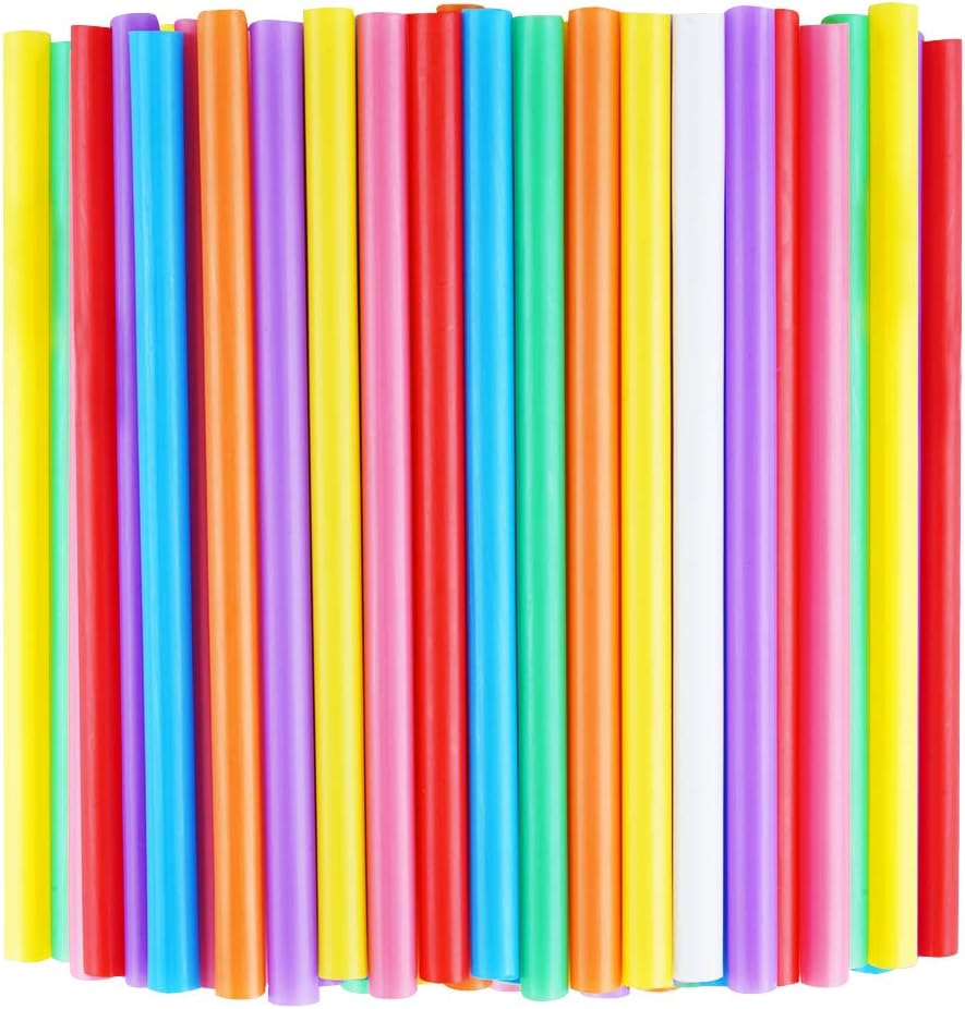 200 PCS Jumbo Smoothie Straws,Colorful Disposable Plastic Large Wide-mouthed Milkshake Straw (0.43" Diameter and 8.2" long) 8 colors mixed