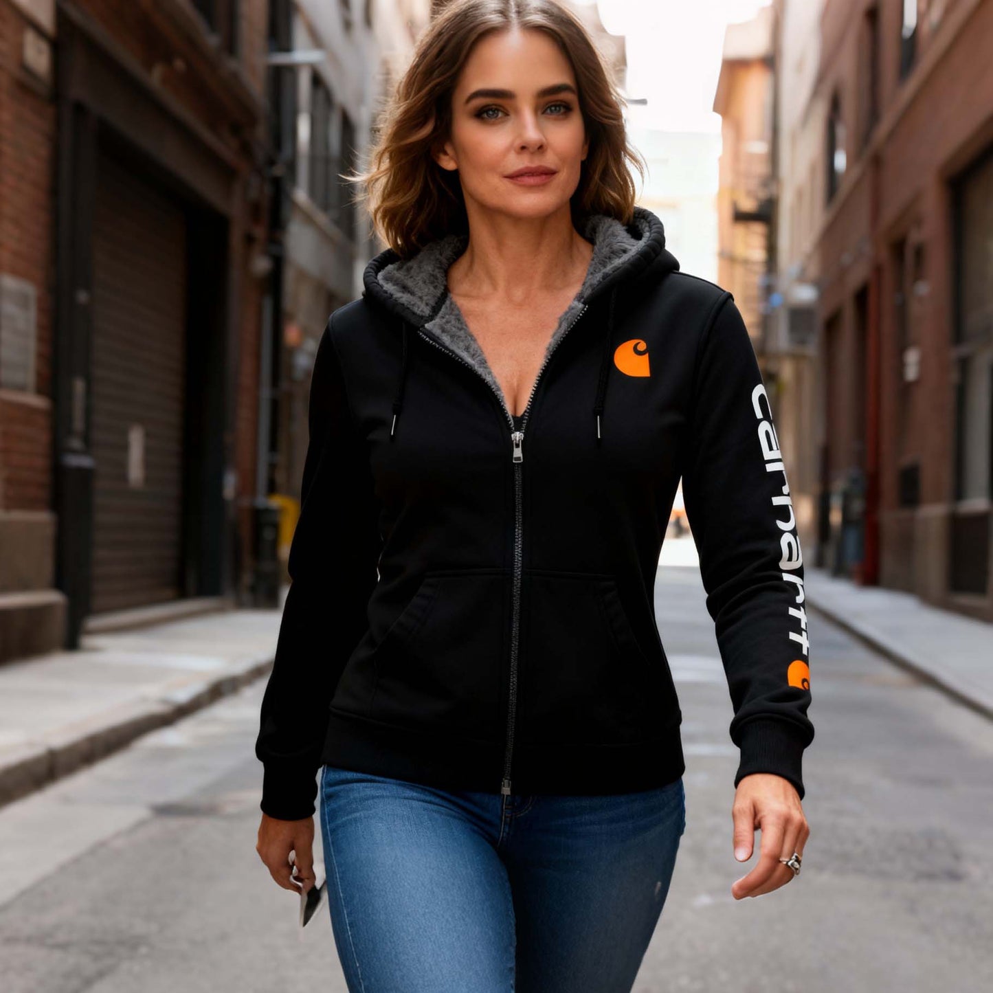 đĽđđšđ˛đŽđżđŽđťđ°đ˛ đŚđŽđšđ˛đWomen's Vintage Fleece Pocket Full Zip Long Sleeve Hoodie Jacket-Black