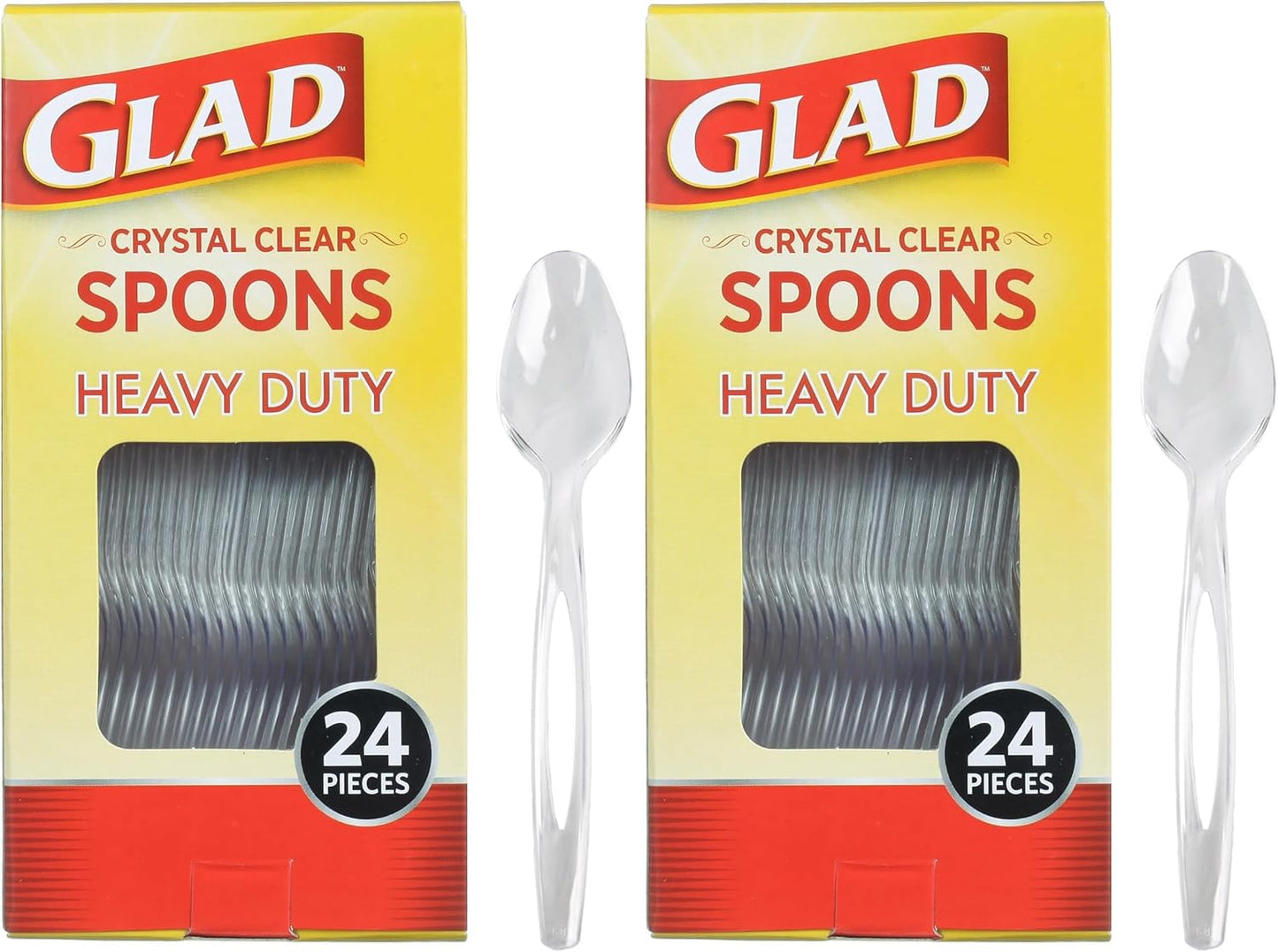 Glad Clear Plastic Spoons, Disposable Plastic Utensils for Parties Events and Everyday Meals, Sturdy Clear Plastic Cutlery for Easy Cleanup and Convenience, 24 Count