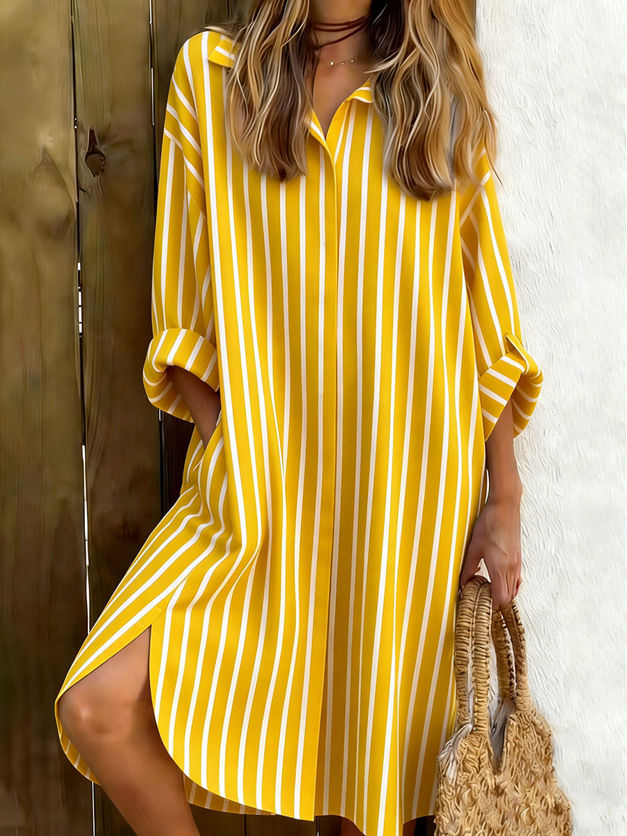 🔥Summer Arrivals🌟Retro Striped Long-sleeved Cotton And Linen Shirt