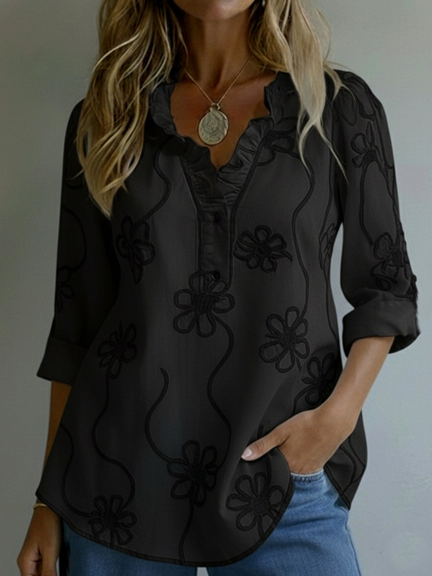 🔥Summer Arrivals🌟Retro Romantic Ruffled Collar Floral Shirt