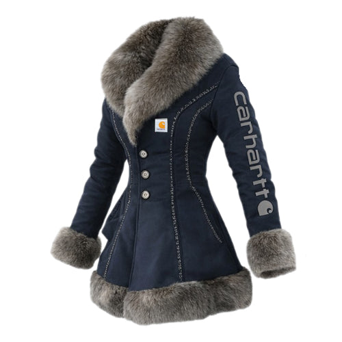 đĽđđšđ˛đŽđżđŽđťđ°đ˛ đŚđŽđšđ˛đWomen's Retro Mid-Length Fur Collar A-Line Coat