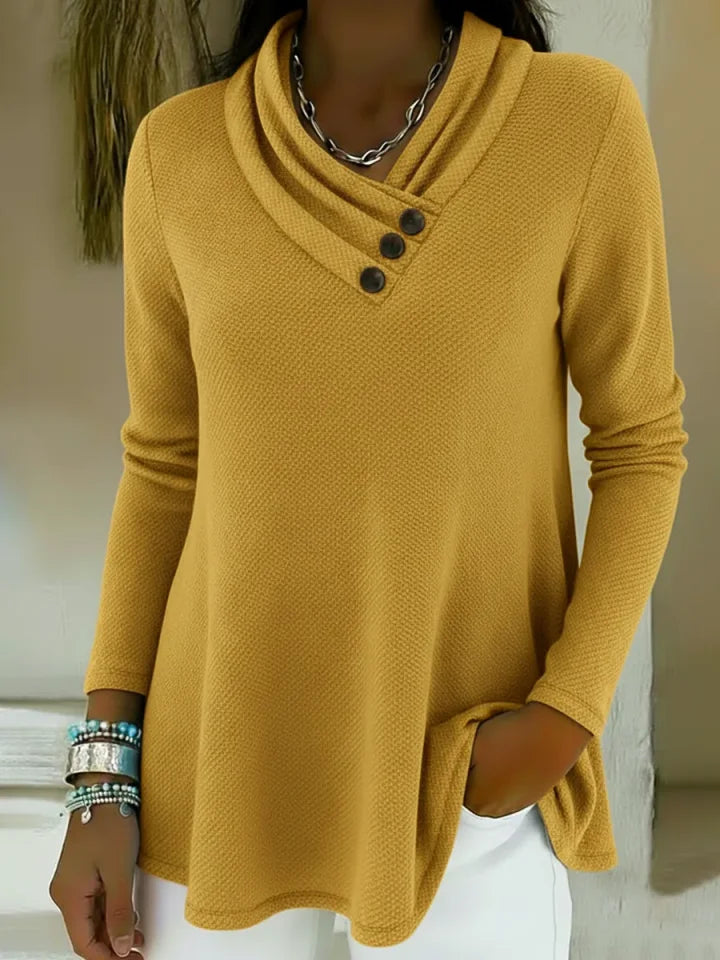🔥Summer Arrivals🌟Elegant Cowl Neck Button-down A-line Pullover