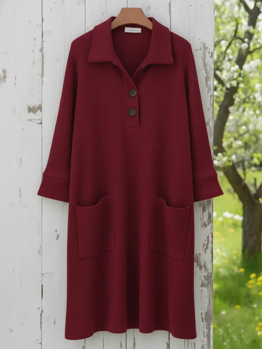 🔥Summer Arrivals🌟Cozy Stand-collar Button-up Midi Dress