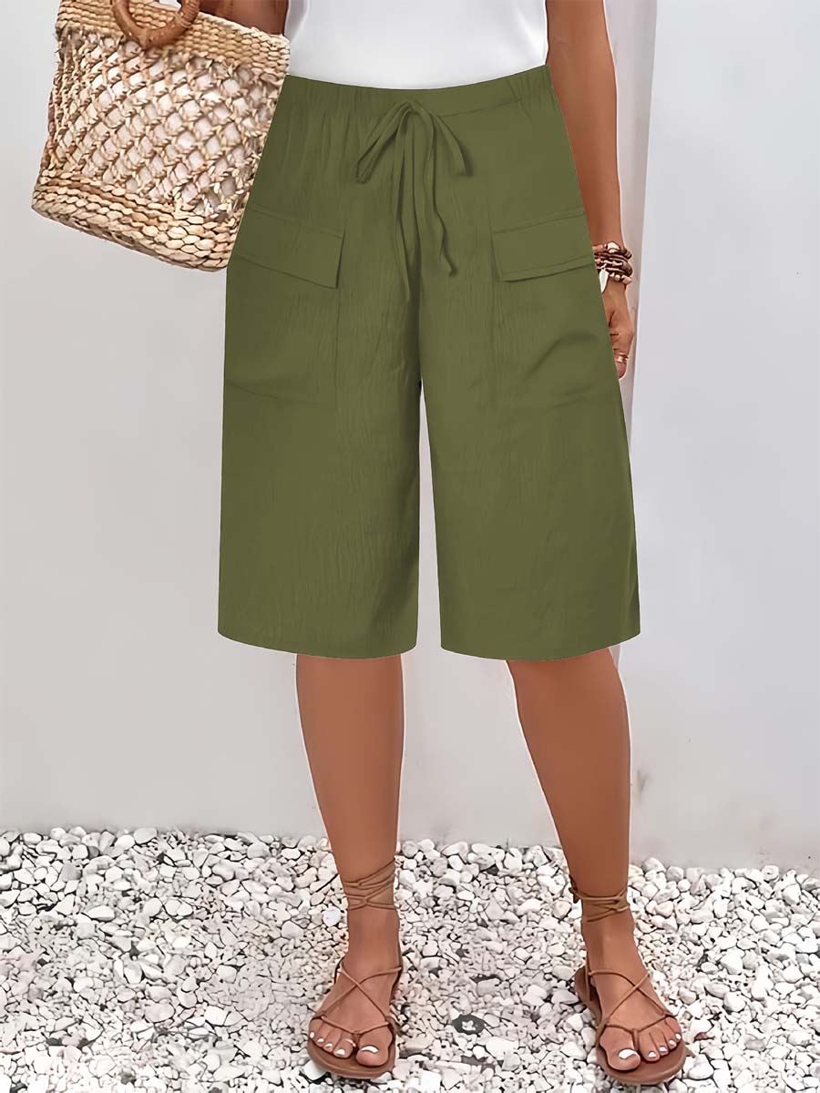 🔥Summer Arrivals🌟Women's Solid Color Casual Loose Stylish Pockets Shorts