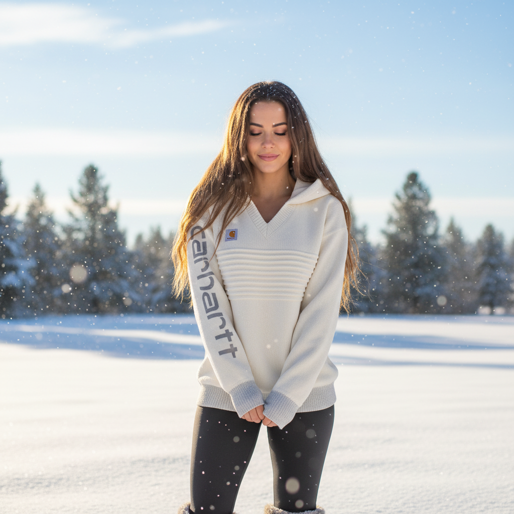 ๐ฅ๐๐น๐ฒ๐ฎ๐ฟ๐ฎ๐ป๐ฐ๐ฒ ๐ฆ๐ฎ๐น๐ฒ๐Western-style Beige Hooded Knit Sweater Women's V-neck Textured Pullover