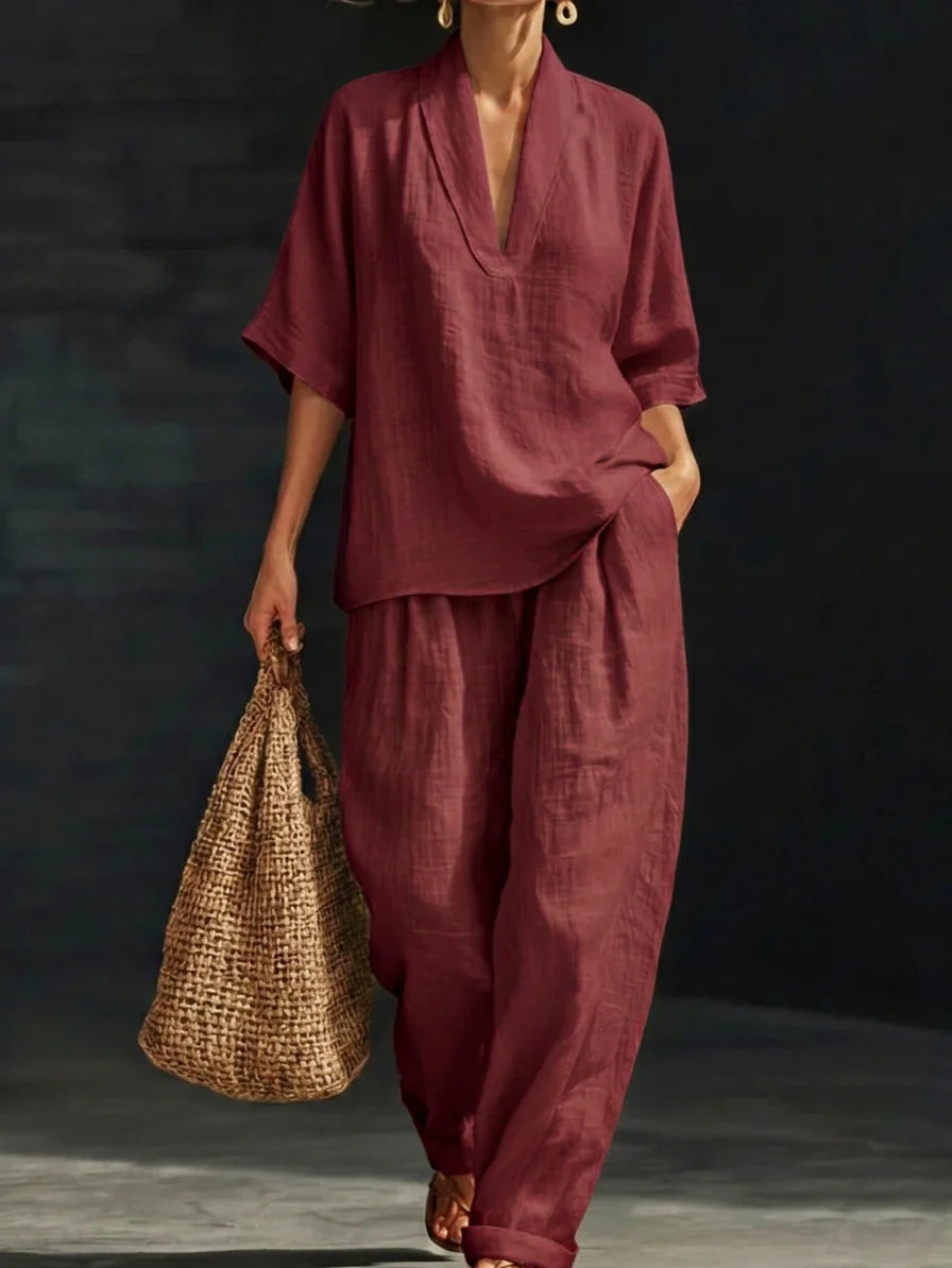 🔥Summer Arrivals🌟Casual And Cozy Minimalist Linen Two-piece Set