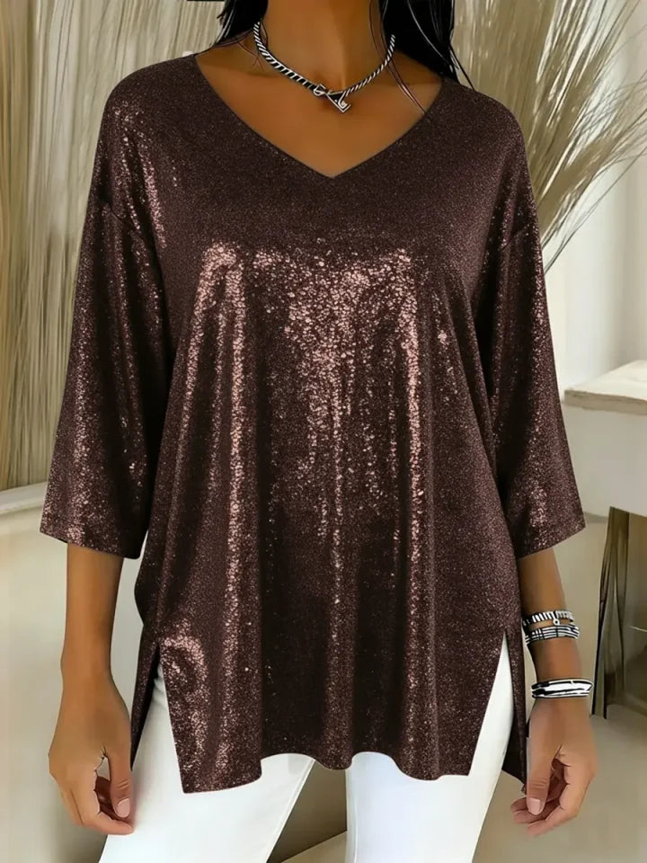 🔥Summer Arrivals🌟Women's Sparkly Christmas V-neck Top