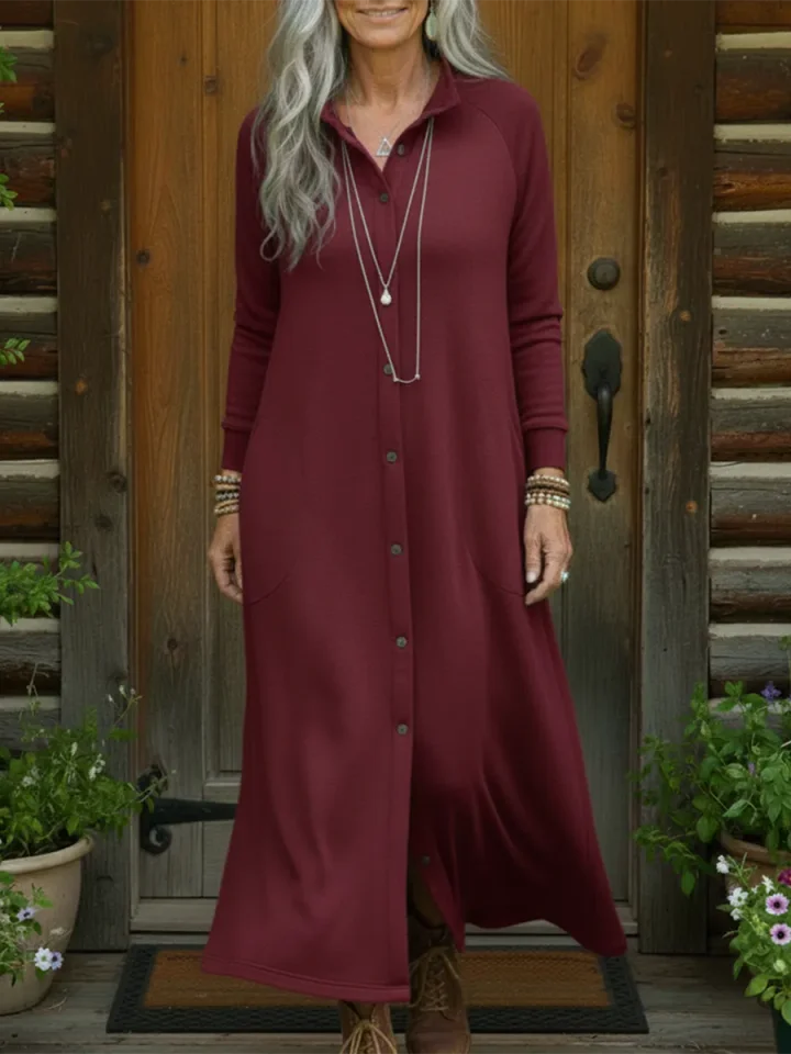 🔥Summer Arrivals🌟Casual And Cozy Button-up Sweatshirt Dress