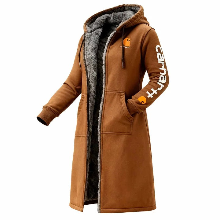 đĽđđšđ˛đŽđżđŽđťđ°đ˛ đŚđŽđšđ˛đWomen's Vintage Fleece Pocket Full Zip Long Sleeve Hoodie Long Coat
