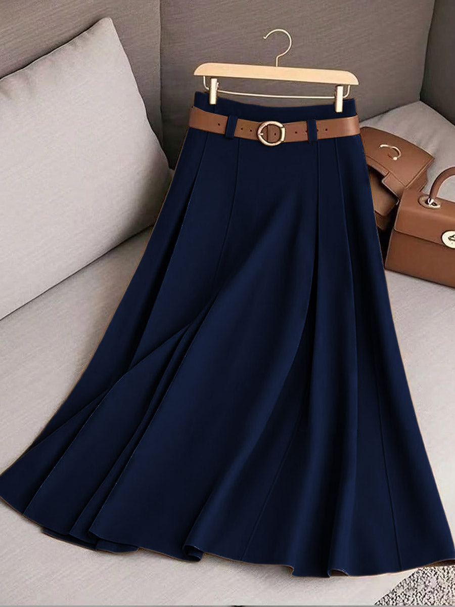 🔥Summer Arrivals🌟Women's Solid Color High Waist A-Line Casual Skirt