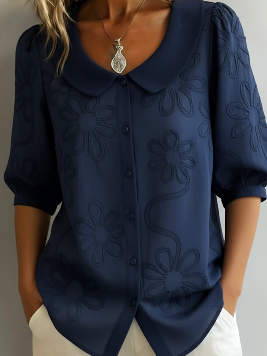 🔥Summer Arrivals🌟Vintage Peter Pan Collar Embroidered Floral Shirt