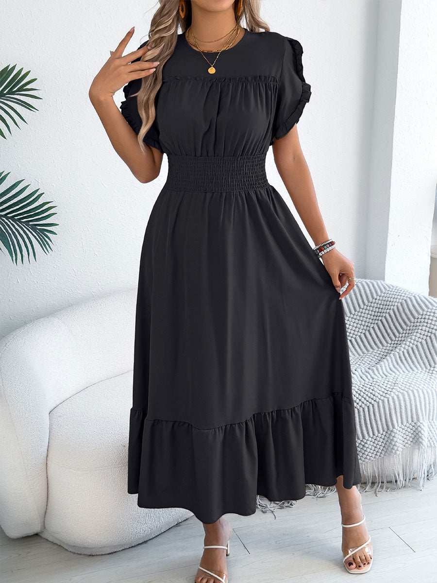 🔥Summer Arrivals🌟Women's Casual Ruffled Short-sleeved Maxi Dress