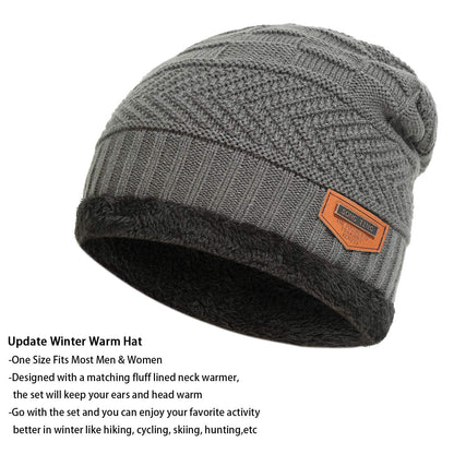 🔥𝗖𝗹𝗲𝗮𝗿𝗮𝗻𝗰𝗲 𝗦𝗮𝗹𝗲🌟Mens Womens Winter Beanie Hat Scarf Set Warm Knit Hat Thick Fleece Lined Winter Cap