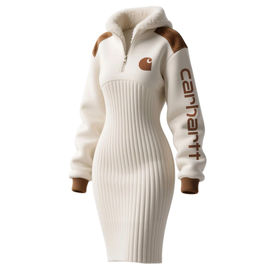 🔥𝗖𝗹𝗲𝗮𝗿𝗮𝗻𝗰𝗲 𝗦𝗮𝗹𝗲🌟Women's Contrast Color Stitching Suede Lambswool Lapel Hooded Long Sweatshirt