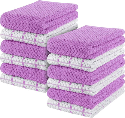 Kitchen Towels 12 Pack, 15 x 25 Inches, 100% Ring Spun Cotton Super Soft and Absorbent Linen Dish Towels, Tea Towels and Bar Towels Set (Black)