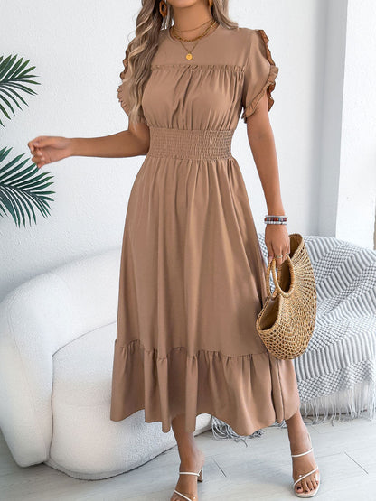 🔥Summer Arrivals🌟Women's Casual Ruffled Short-sleeved Maxi Dress