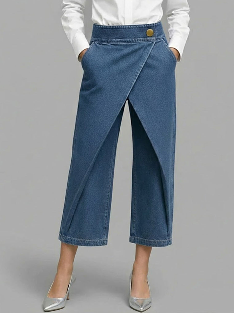 🔥Summer Arrivals🌟Women's High-waisted Loose-fitting Cropped Wide-leg Jeans