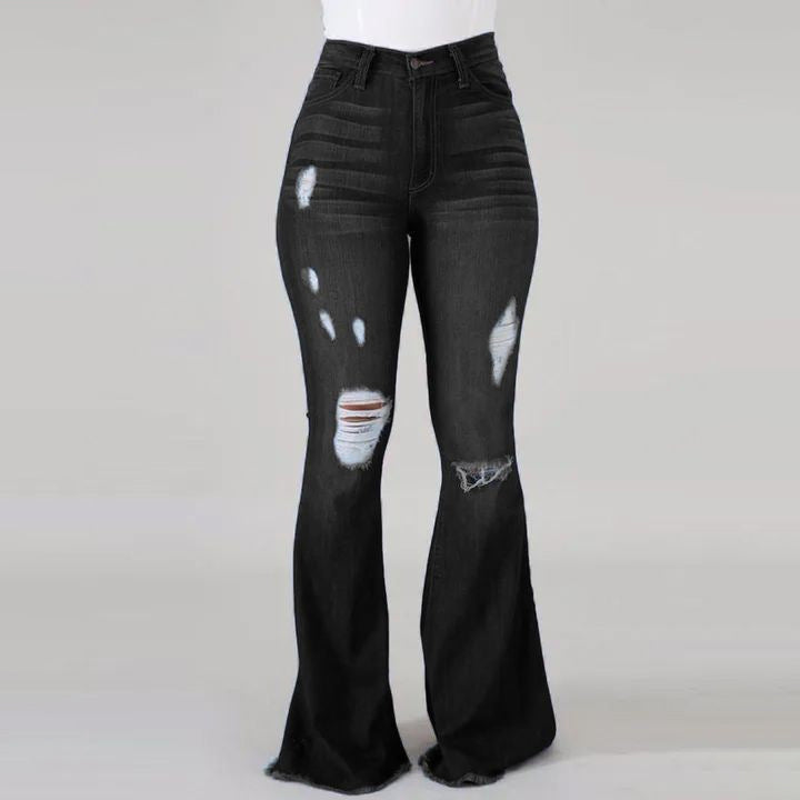 🔥𝗖𝗹𝗲𝗮𝗿𝗮𝗻𝗰𝗲 𝗦𝗮𝗹𝗲🌟Women's Stretch Ripped High-waisted Flared Jeans