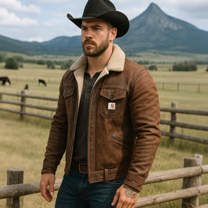 🔥𝗖𝗹𝗲𝗮𝗿𝗮𝗻𝗰𝗲 𝗦𝗮𝗹𝗲🌟Men's Vintage Brown Suede Leather Sherpa Lining Jacket