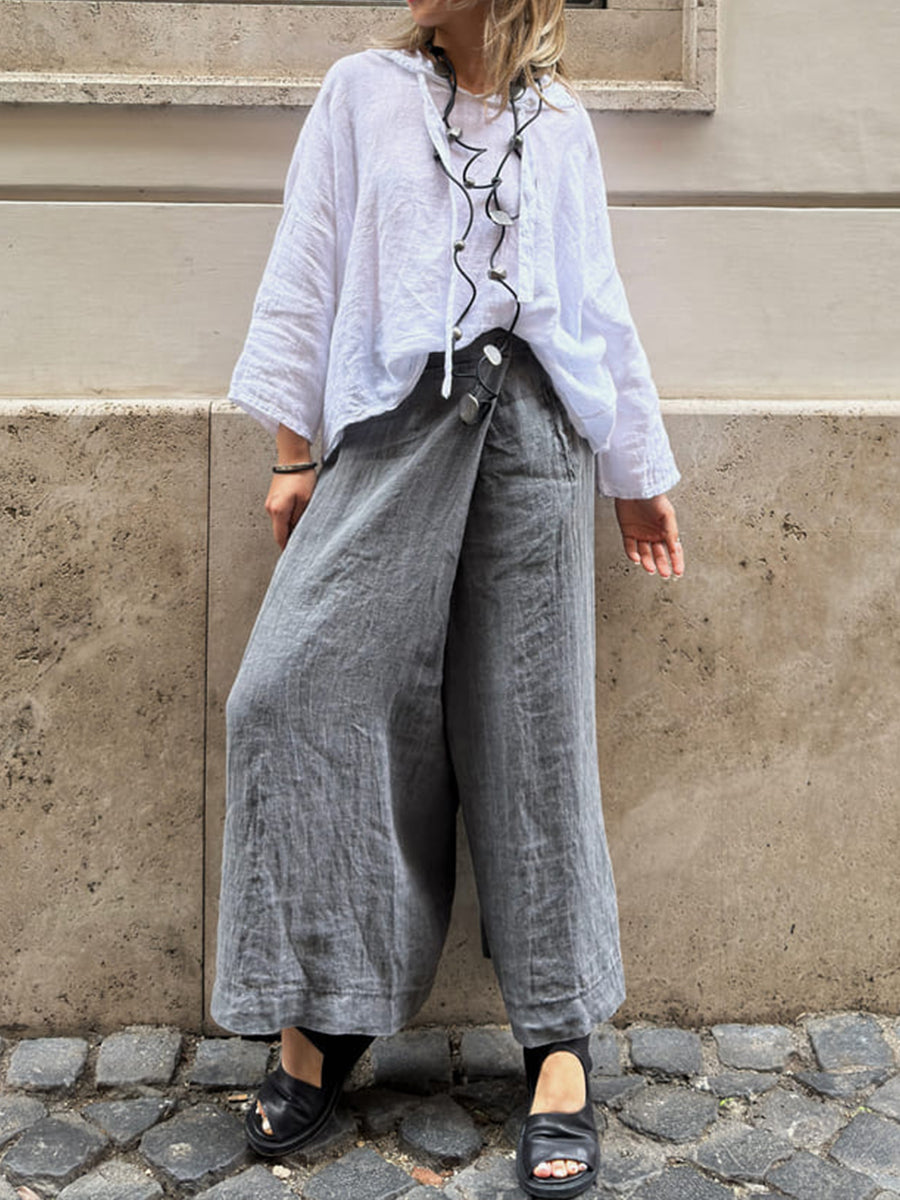 🔥Summer Arrivals🌟Women's Cotton And Linen Casual Wide Leg Pants