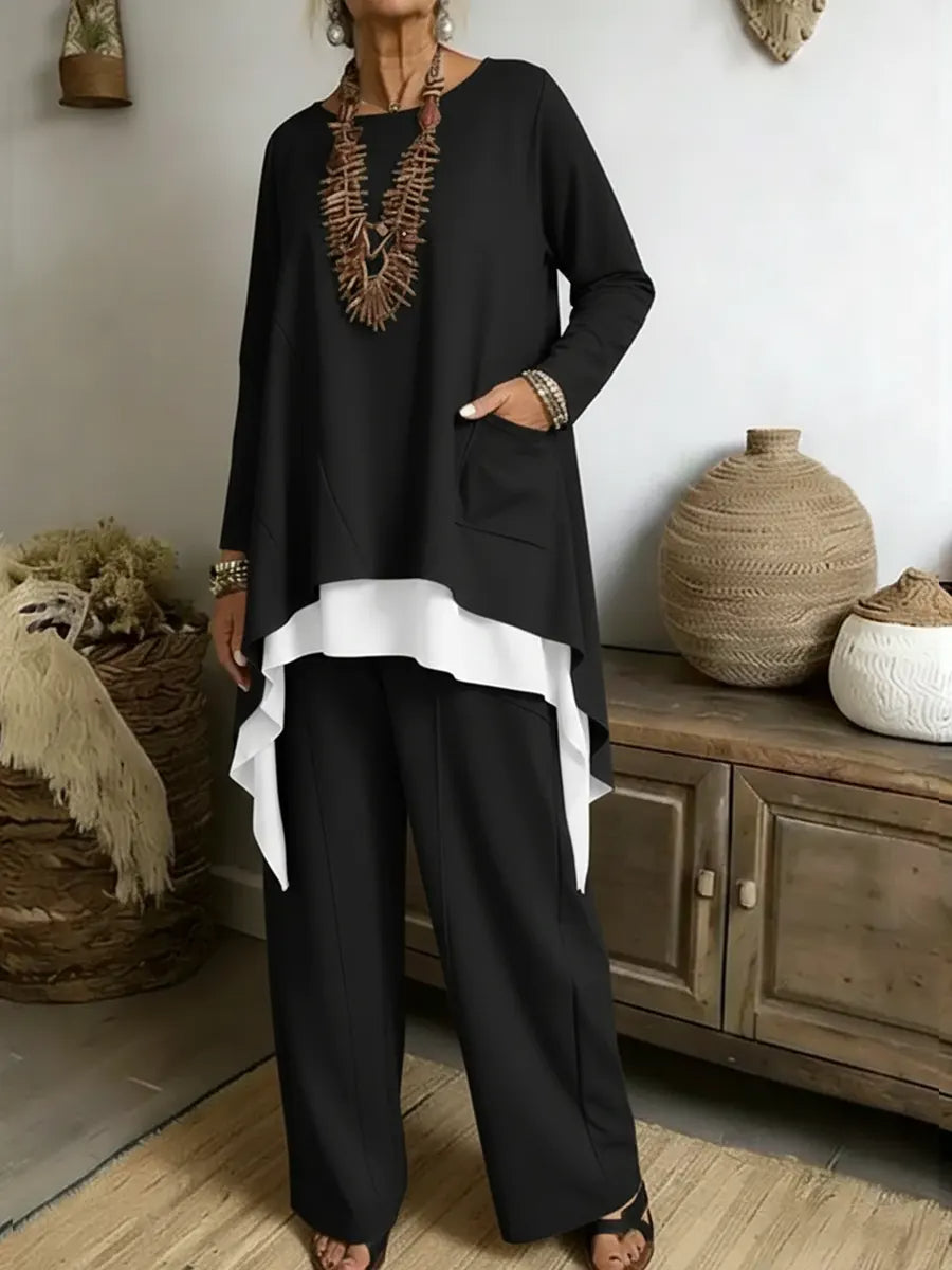 🔥Summer Arrivals🌟Women's Casual Asymmetrical Hem Cotton Top And Pants Two-piece Set(Buy2 Free shipping)