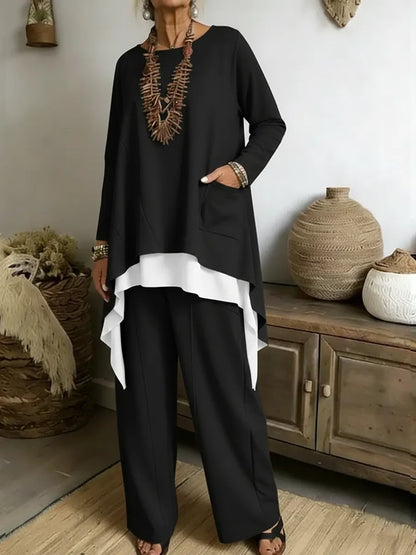 🔥Summer Arrivals🌟Women's Casual Asymmetrical Hem Cotton Top And Pants Two-piece Set(Buy2 Free shipping)