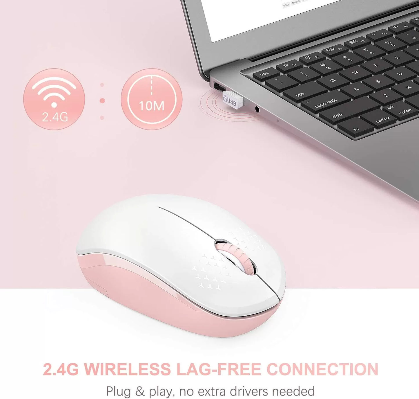 seenda Wireless Mouse, 2.4G Noiseless Mouse with USB Receiver - Portable Computer Mice for PC, Tablet, Laptop with Windows System - Mint Green