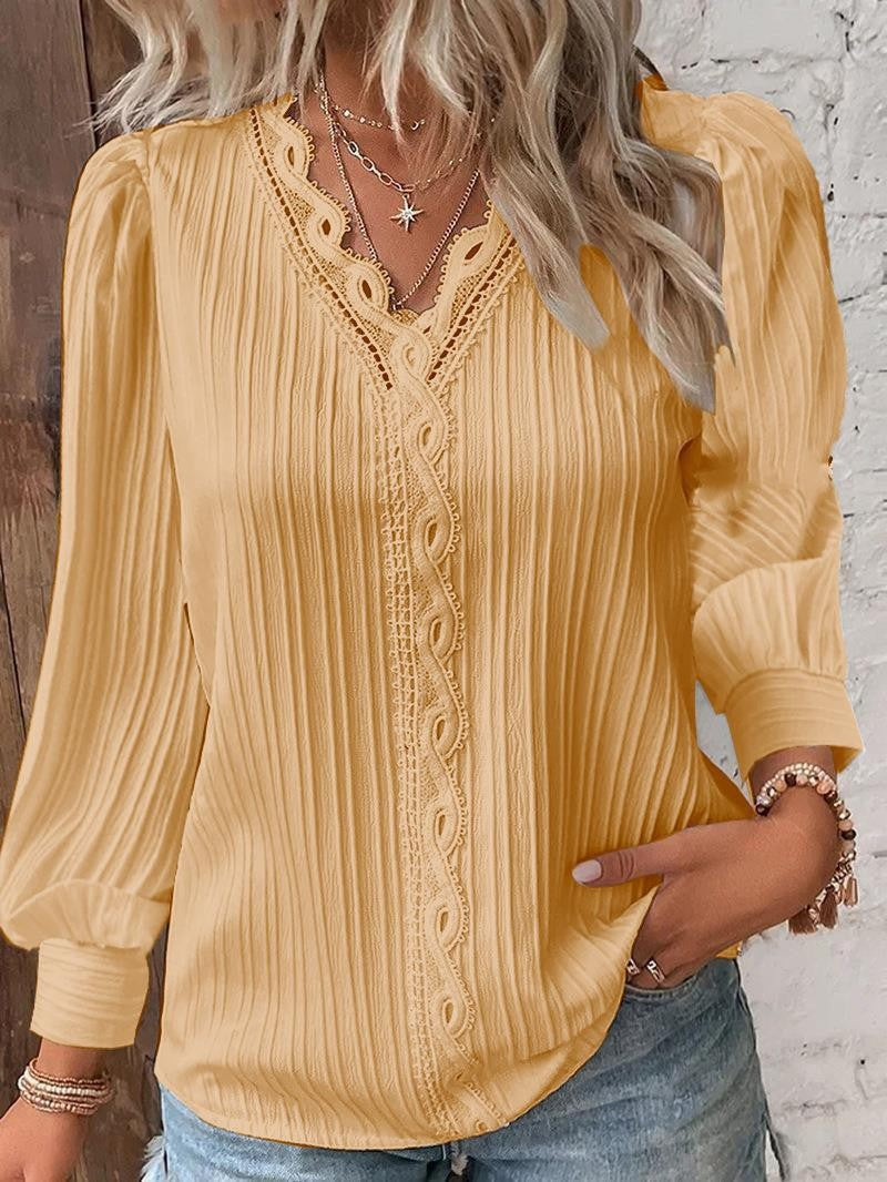 🔥Summer Arrivals🌟Women's V-neck Lace Patchwork Shirt
