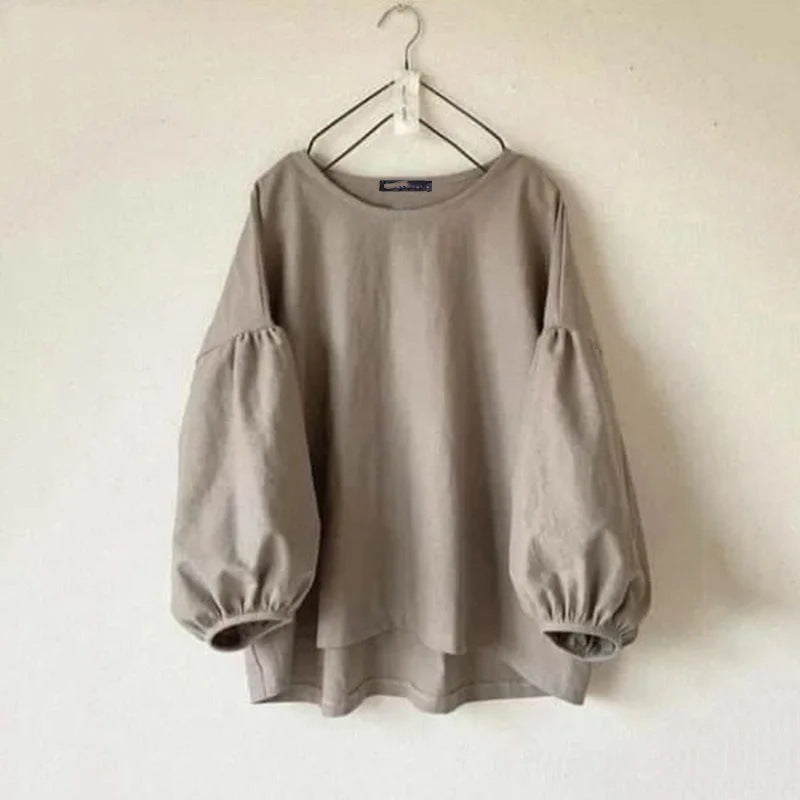🔥Summer Arrivals🌟Women's casual round neck long sleeve loose retro shirt