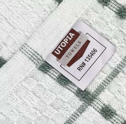 Kitchen Towels 12 Pack, 15 x 25 Inches, 100% Ring Spun Cotton Super Soft and Absorbent Linen Dish Towels, Tea Towels and Bar Towels Set (Black)