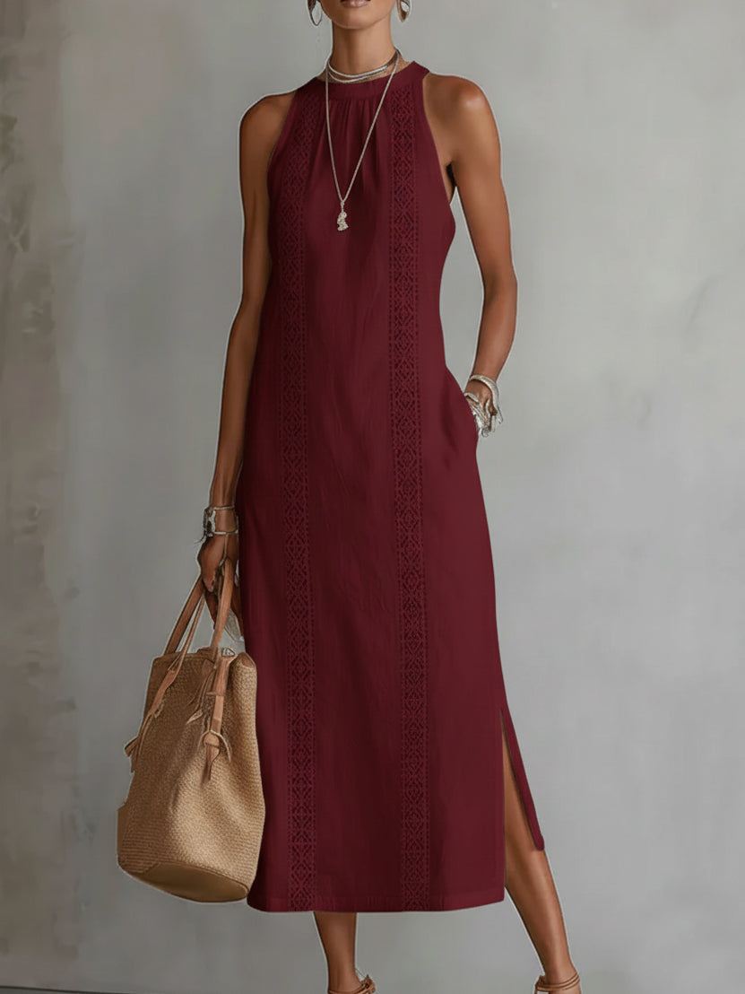 🔥Summer Arrivals🌟🌿 Retro Cozy Lace Minimalist Linen Dress — Timeless. Elegant. Effortlessly You.