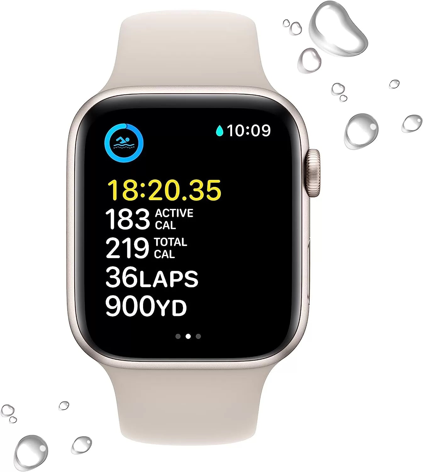 Watch SE (2nd Gen) [GPS 40mm] Smart Watch w/Starlight Aluminum Case & Starlight Sport Band - S/M. Fitness & Sleep Tracker, Crash Detection, Heart Rate Monitor, Retina Display, Water Resistant
