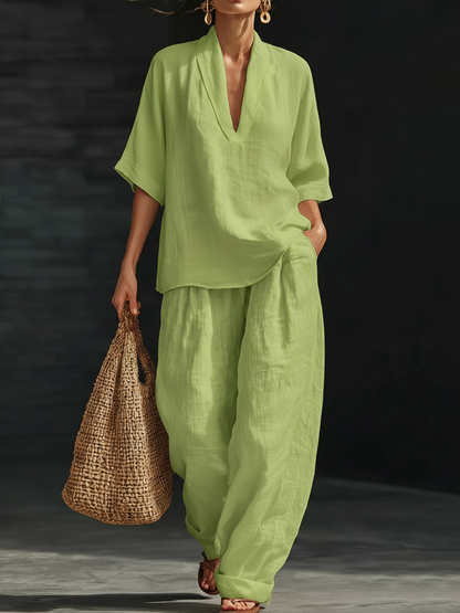 🔥Summer Arrivals🌟Casual And Cozy Minimalist Linen Two-piece Set