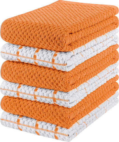 Kitchen Towels 12 Pack, 15 x 25 Inches, 100% Ring Spun Cotton Super Soft and Absorbent Linen Dish Towels, Tea Towels and Bar Towels Set (Black)
