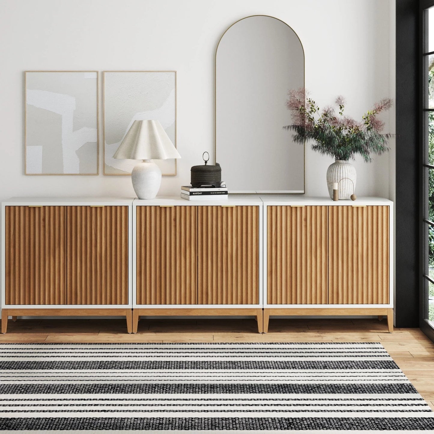 Jasper Modern Sideboard, Kitchen Storage Cabinet with Fluted Doors