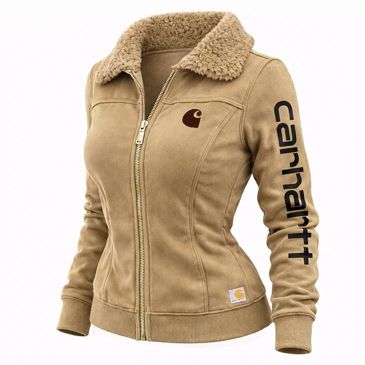 🔥𝗖𝗹𝗲𝗮𝗿𝗮𝗻𝗰𝗲 𝗦𝗮𝗹𝗲🌟Carhartt Women’s Sherpa Collar Zip-Up Jacket – Slim Fit Fleece Lined Winter Coat