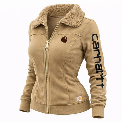 🔥𝗖𝗹𝗲𝗮𝗿𝗮𝗻𝗰𝗲 𝗦𝗮𝗹𝗲🌟Carhartt Women’s Sherpa Collar Zip-Up Jacket – Slim Fit Fleece Lined Winter Coat