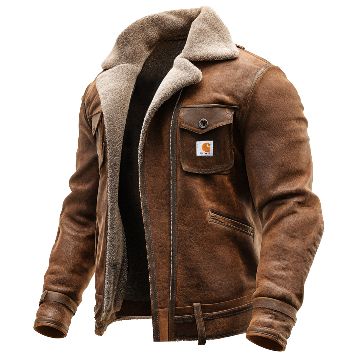 🔥𝗖𝗹𝗲𝗮𝗿𝗮𝗻𝗰𝗲 𝗦𝗮𝗹𝗲🌟Men's Vintage Brown Suede Leather Sherpa Lining Jacket