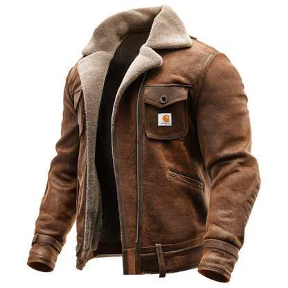 🔥𝗖𝗹𝗲𝗮𝗿𝗮𝗻𝗰𝗲 𝗦𝗮𝗹𝗲🌟Men's Vintage Brown Suede Leather Sherpa Lining Jacket