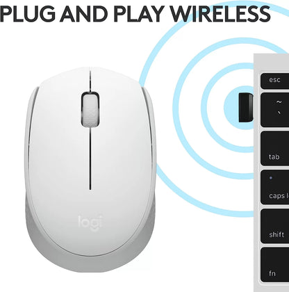 Logitech M170 Wireless Mouse for PC, Mac, Laptop, 2.4 GHz with USB Mini Receiver, Optical Tracking, 12-Months Battery Life, Ambidextrous - Blue Grey