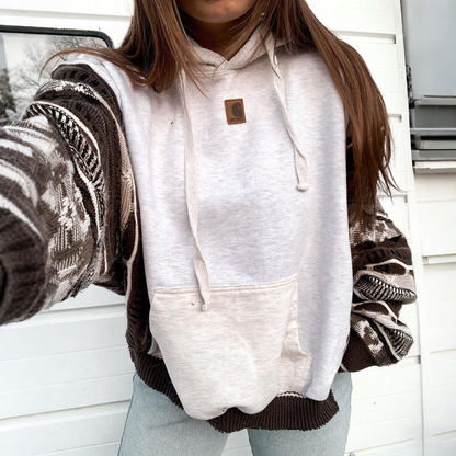 🔥𝗖𝗹𝗲𝗮𝗿𝗮𝗻𝗰𝗲 𝗦𝗮𝗹𝗲🌟Women's Casual Patchwork Knit Sleeve Hooded Sweatshirt