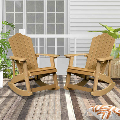 Ovios  Rocking Adirondack Chair 2-Piece Waterproof Plastic Frame