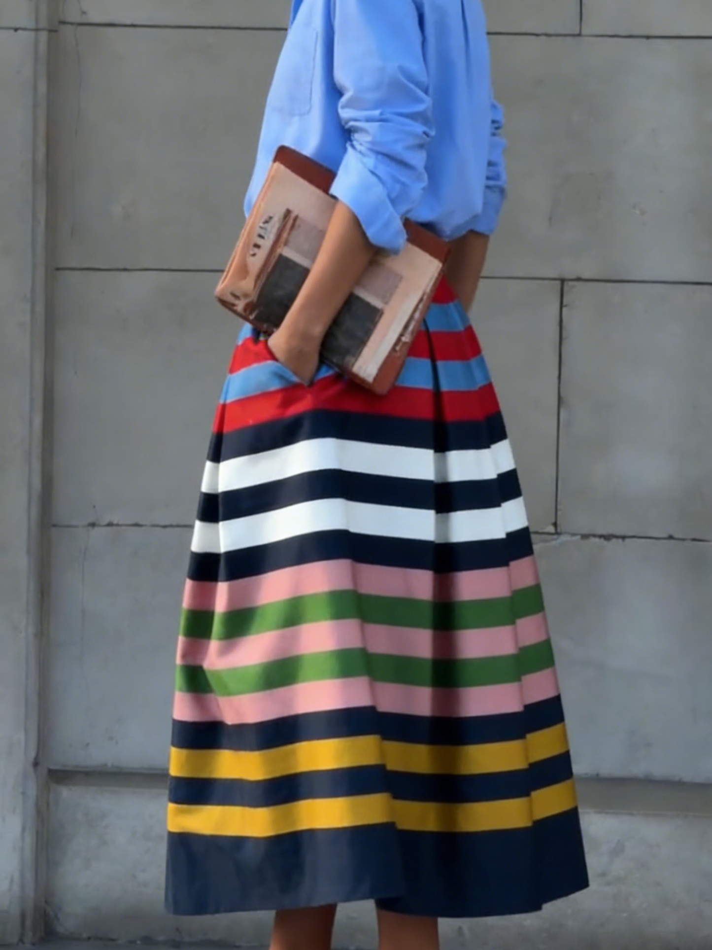 🔥Summer Arrivals🌟Artistic Colorful Striped Print Pleated Skirt