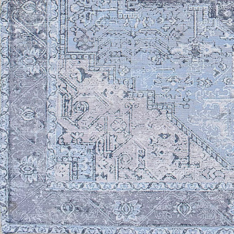 Mya Machine Washable Oriental Brick Red/Light Gray Area Rug
