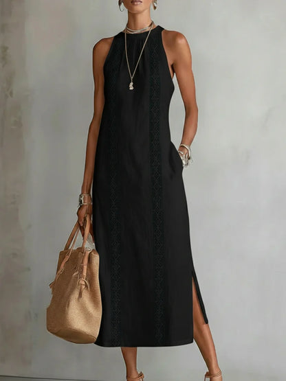 🔥Summer Arrivals🌟🌿 Retro Cozy Lace Minimalist Linen Dress — Timeless. Elegant. Effortlessly You.