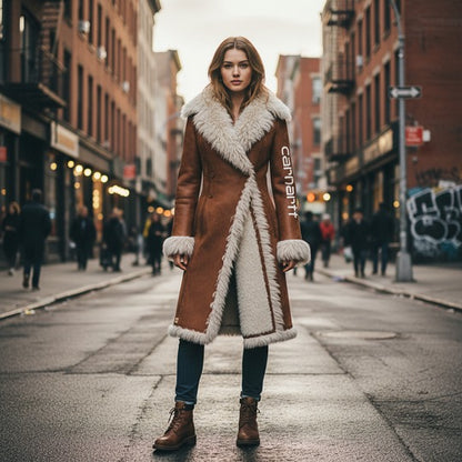 🔥𝗖𝗹𝗲𝗮𝗿𝗮𝗻𝗰𝗲 𝗦𝗮𝗹𝗲🌟Luxurious Faux Fur Trimmed Long Coat for Winter Elegance